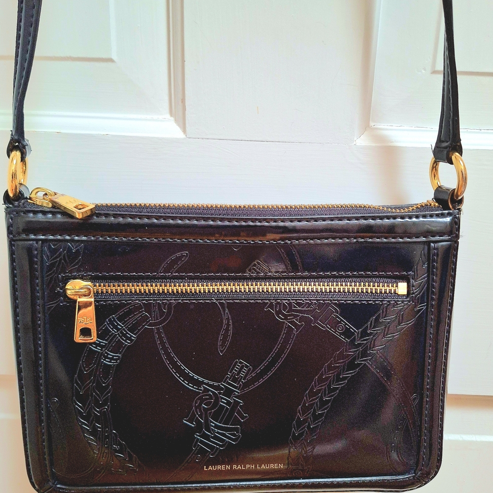 Lauren Ralph Lauren 1967 Black Label Equestrian Patent Leather Crossbody Bag